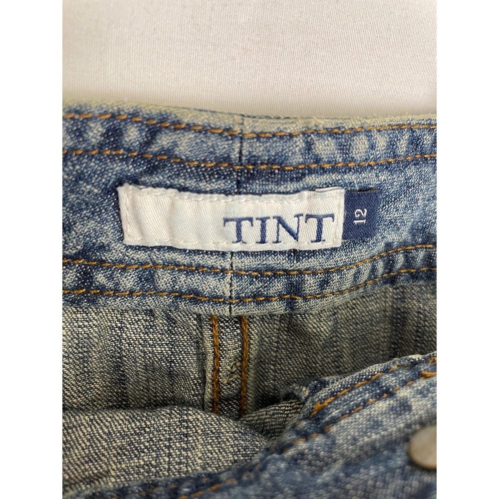 TINT Denim Maxi Skirt Womens 12 Medium Wash Long Utility Y2K Coquette Minimalist - Picture 7 of 10